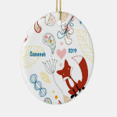 Personaliseer Modern Fox Woodland Pattern Keramisch Ornament (Rechts)