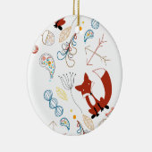 Personaliseer Modern Fox Woodland Pattern Keramisch Ornament (Rechts)
