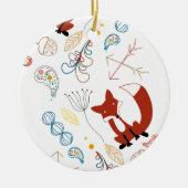 Personaliseer Modern Fox Woodland Pattern Keramisch Ornament (Voorkant)