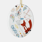 Personaliseer Modern Fox Woodland Pattern Keramisch Ornament (Rechts)