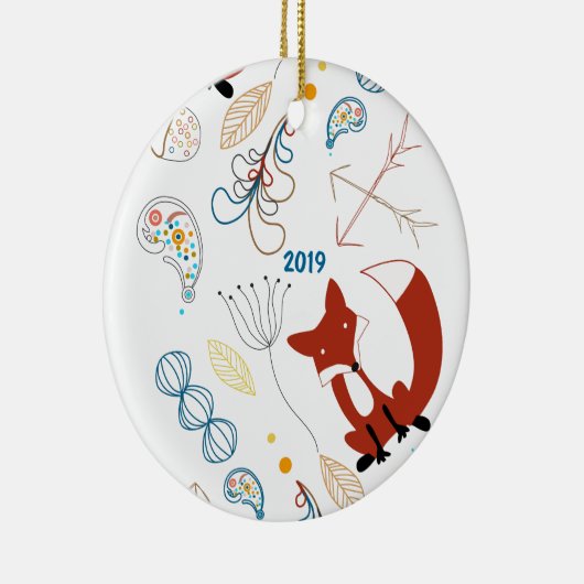 Personaliseer Modern Fox Woodland Pattern Keramisch Ornament (Rechts)