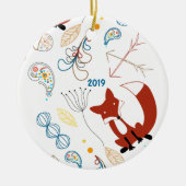 Personaliseer Modern Fox Woodland Pattern Keramisch Ornament (Voorkant)