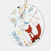 Personaliseer Modern Fox Woodland Pattern Keramisch Ornament (Links)