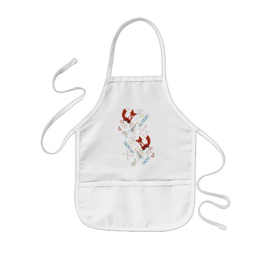 Personaliseer Modern Fox Woodland Pattern Kinder Schort (Voorkant)