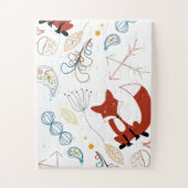 Personaliseer Modern Fox Woodland Pattern Legpuzzel (Verticaal)