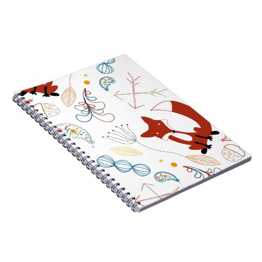 Personaliseer Modern Fox Woodland Pattern Notitieboek (Rechterzijde)