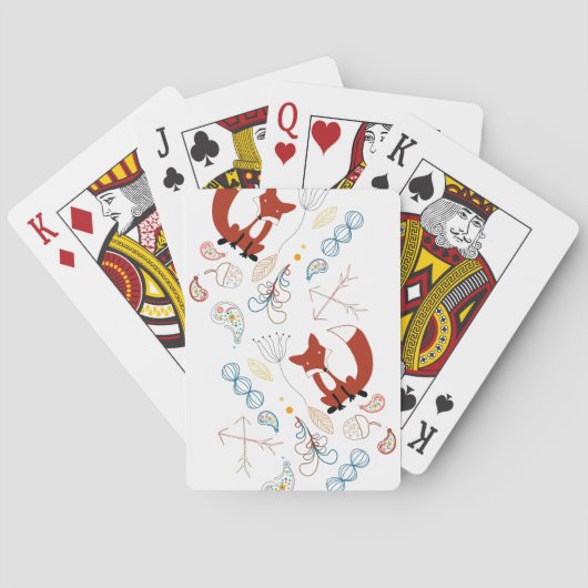 Personaliseer Modern Fox Woodland Pattern Pokerkaarten (Achterkant)
