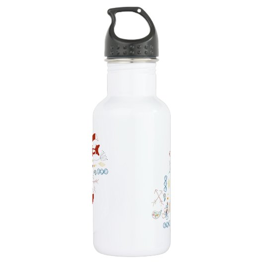 Personaliseer Modern Fox Woodland Pattern Waterfles (Achterkant)