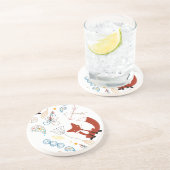 Personaliseer Modern Fox Woodland Pattern Zandsteen Onderzetter (Zijkant)