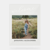 Personaliseer Modern Photo Afstuderen Welkom Acryl Bord (Voorkant)