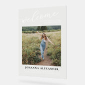 Personaliseer Modern Photo Afstuderen Welkom Acryl Bord (Hoek)