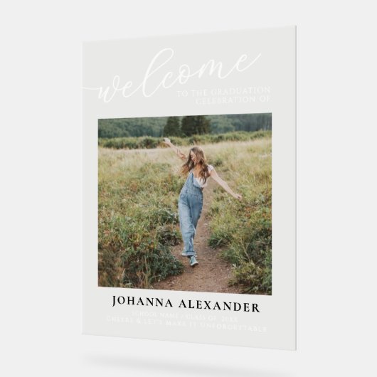 Personaliseer Modern Photo Afstuderen Welkom Acryl Bord (Hoek)