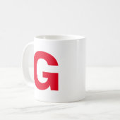 Personaliseer Modern Script Rood Initiaal Monogram Koffiemok (Voorkant links)