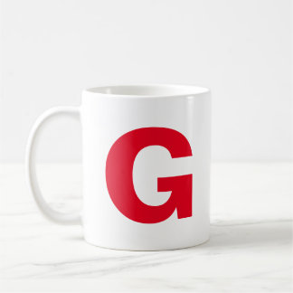 Personaliseer Modern Script Rood Initiaal Monogram Koffiemok
