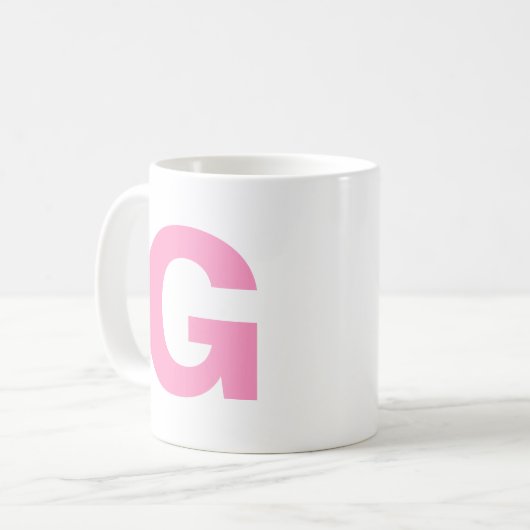 Personaliseer Modern Script Roze Initiaal Monogram Koffiemok (Voorkant links)