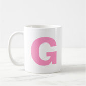 Personaliseer Modern Script Roze Initiaal Monogram Koffiemok (Links)