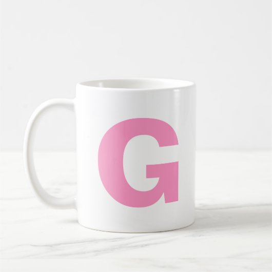 Personaliseer Modern Script Roze Initiaal Monogram Koffiemok (Links)