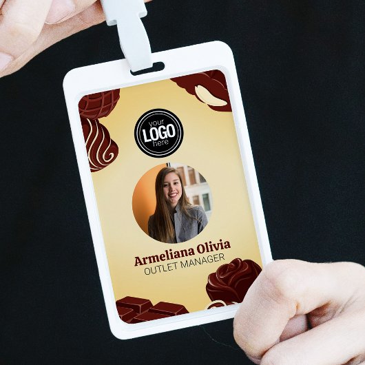 Personaliseer moderne chocolade zakelijke badge