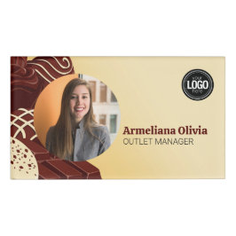 Personaliseer moderne chocolade zakelijke badge