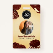 Personaliseer moderne chocolade zakelijke badge (Voorkant)
