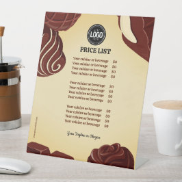 Personaliseer moderne chocoladezaken reclamebord met voetstuk
