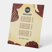 Personaliseer moderne chocoladezaken reclamebord met voetstuk (Voorkant)