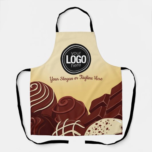 Personaliseer moderne chocoladezaken schort (Voorkant)