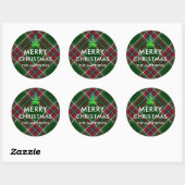 Personaliseer Moderne Plaid Kerstboom Naam Ronde Sticker (Vel)
