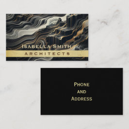 Personaliseer Moderne Zwart Gouden Marmeren Archit Visitekaartje