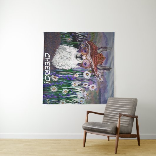 Personaliseer Moeder Llama in een veld met madelie Wandkleed (In Situ (horizontaal))