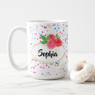 Personaliseer mok, glitter vrolijke meisjesnaam koffiemok
