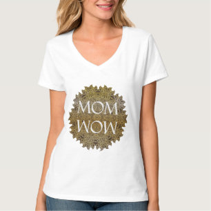 Personaliseer MOM WOW Yoga Mandala Vrouw V-hals T-shirt