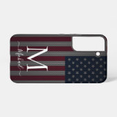 Personaliseer Monogram Amerikaanse vlag Metallic M Samsung Galaxy Hoesje (Achterkant horizontaal)