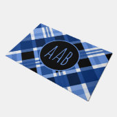 Personaliseer Monogram Blue Plaid Classic Welkom Deurmat (Schuin)