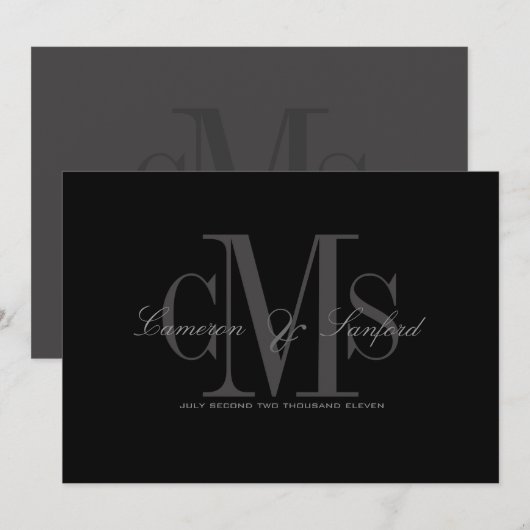 Personaliseer Monogram Huwelijksuitnodigingen Kaart (Voorkant / Achterkant)