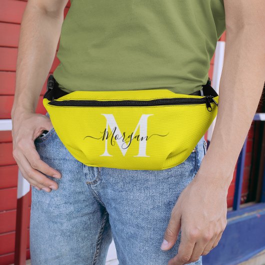 Personaliseer Monogram Initiaal Naam Bright Yellow Heuptasje