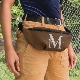 Personaliseer Monogram Initiaal Naam Bruin Heuptasje