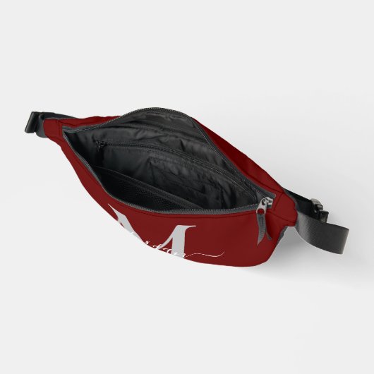 Personaliseer Monogram Initiaal Naam Donkerrood Heuptasje (Open)