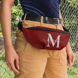 Personaliseer Monogram Initiaal Naam Donkerrood Heuptasje