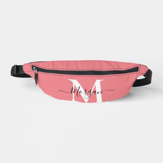 Personaliseer Monogram Initiaal Naam Roze Heuptasje (Voorkant)