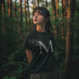 Personaliseer Monogram Initiaal Naam Vrouwen Donke T-shirt