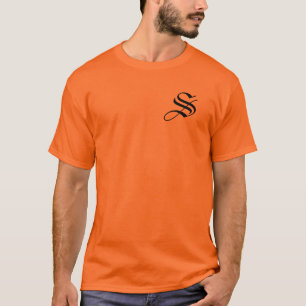 Personaliseer Monogram S Athletic Sinaasappel T-shirt
