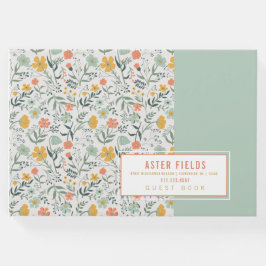 Personaliseer mooi botanisch bloemmotief gastenboek