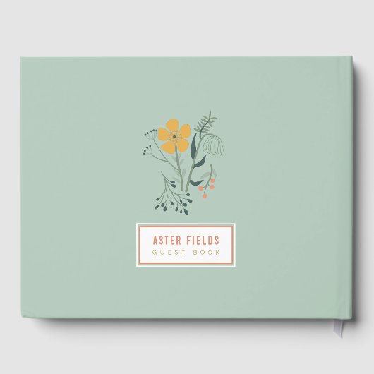 Personaliseer mooi botanisch bloemmotief gastenboek (Achterkant)