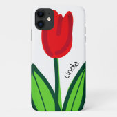 Personaliseer mooie rode tulpenbloem tekening Case-Mate iPhone case (Achterkant)