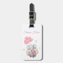 Personaliseer | Mooie Roze Olifant Bagage Label