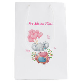 Personaliseer | Mooie Roze Olifant Medium Cadeauzakje