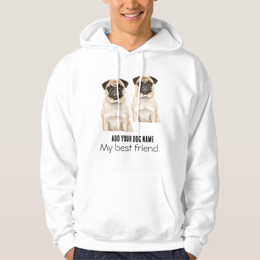 Personaliseer mopshonden hoodie (Voorkant)