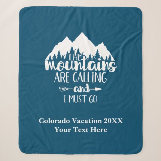 Personaliseer Mountains Are Calling and I Must Go Sherpa Deken (Voorkant)