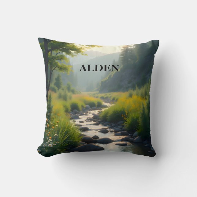 Personaliseer Mountains Creek Kussen (Voorkant)